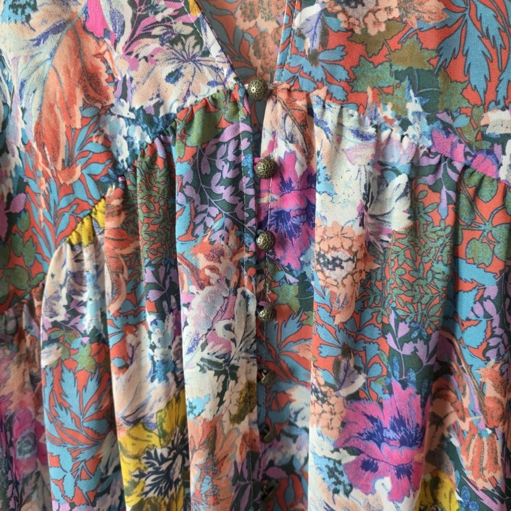 Anthropologie Akemi + Kin Floral Sheer Midi Floral Dress Medium - Picture 6 of 9